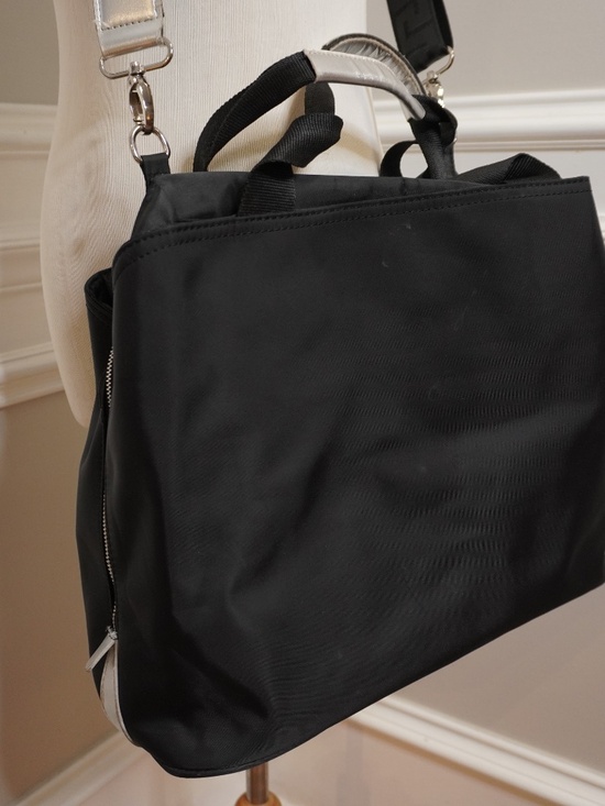 Versace Fragrance Tote Bag Black & Silver Key Logo Strap  Versace Fragrance Tote Bag Black & Silver Key Logo Strap